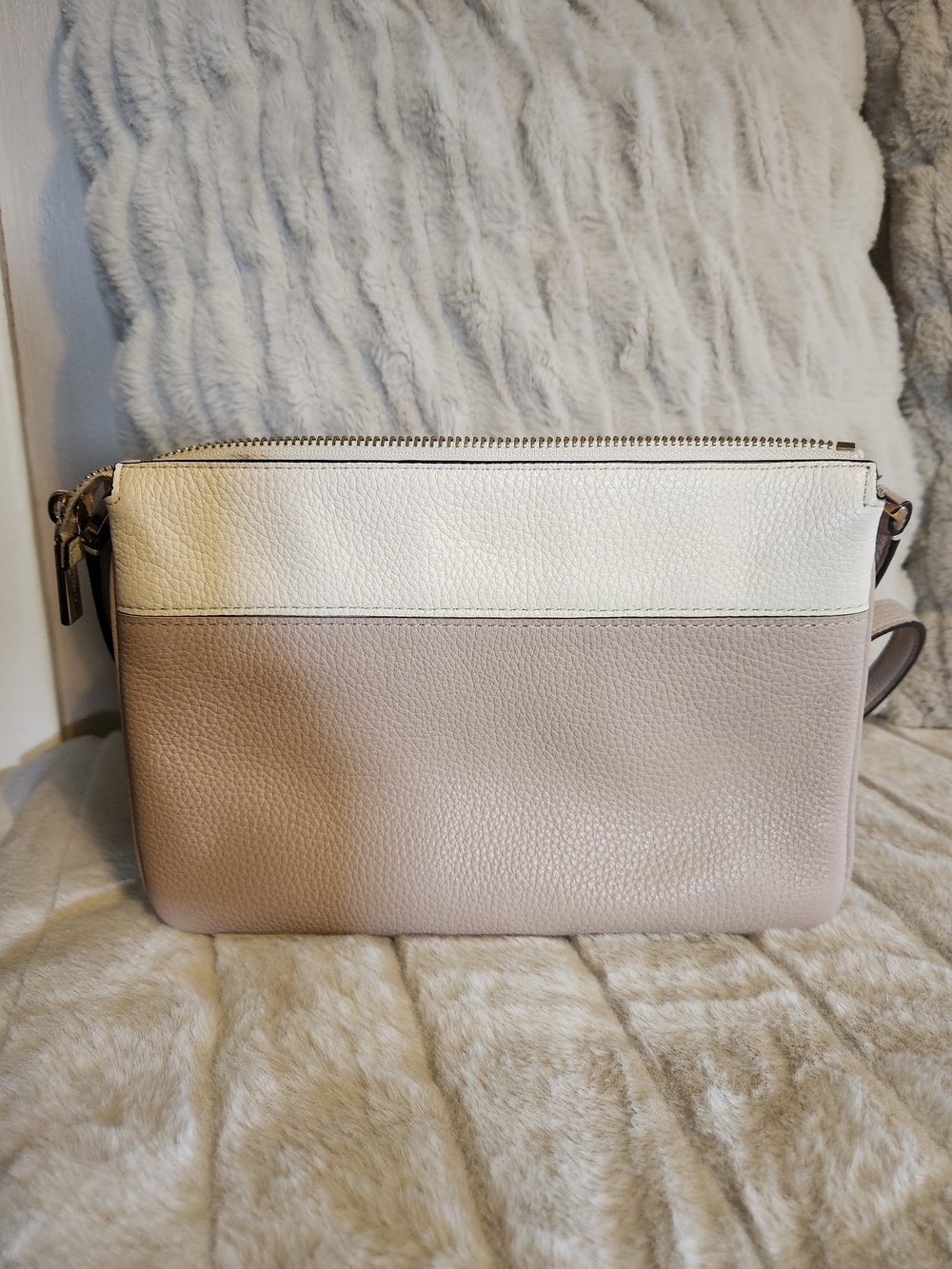 kate spade Two-Tone Pebbled Leather Crossbody in Blush and Cream - Picture 2 of 4